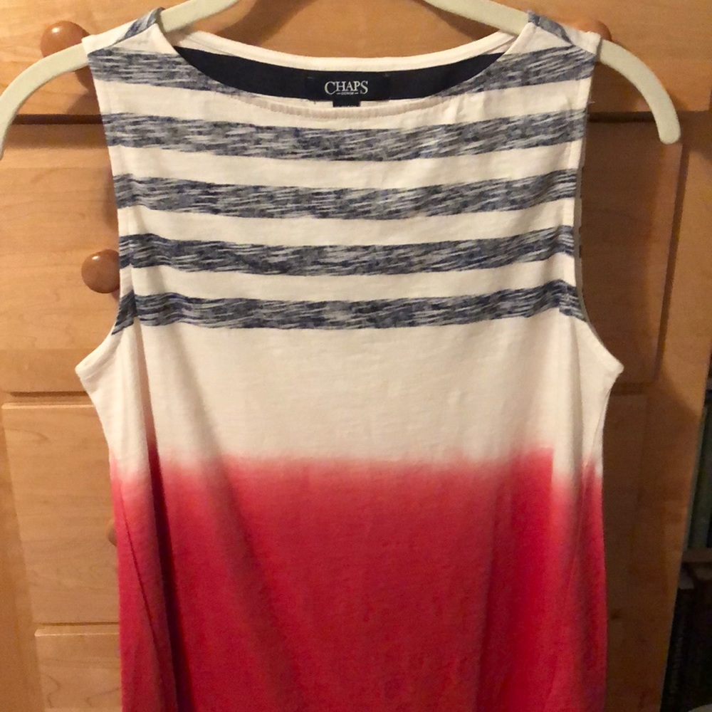 Chaps Boat Neck Striped Tank Top